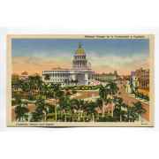 Fraternity Square and Capital Havana Cuba vintage postcard