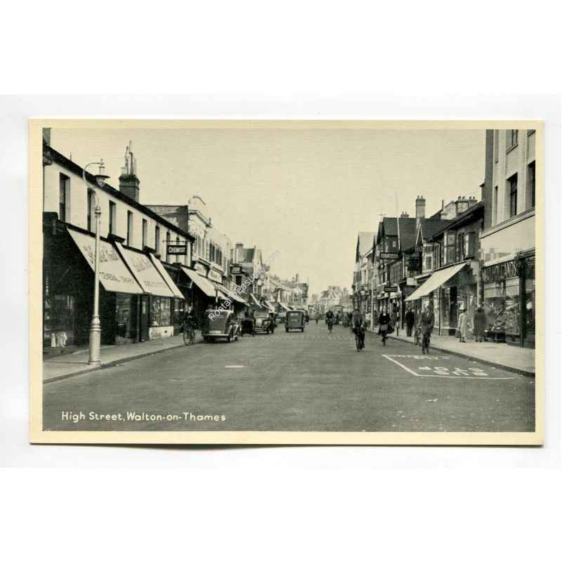 High Street Walton on Thames vintage postcard