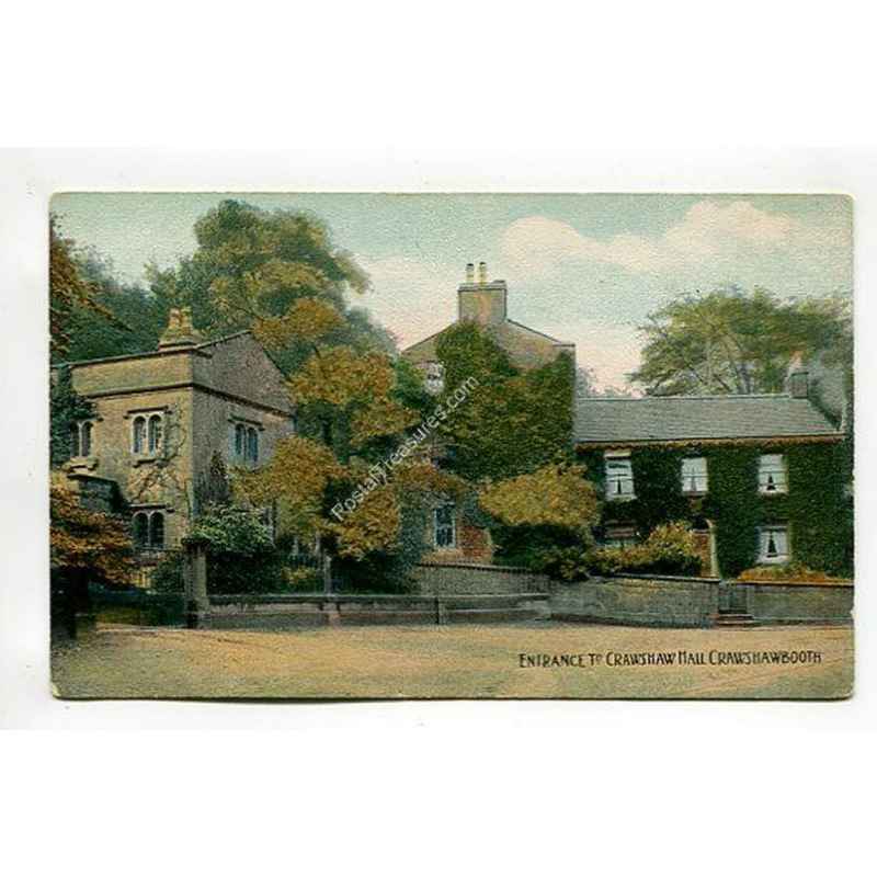 Entrance to Crawshaw Hall Crawshawbooth vintage postcard