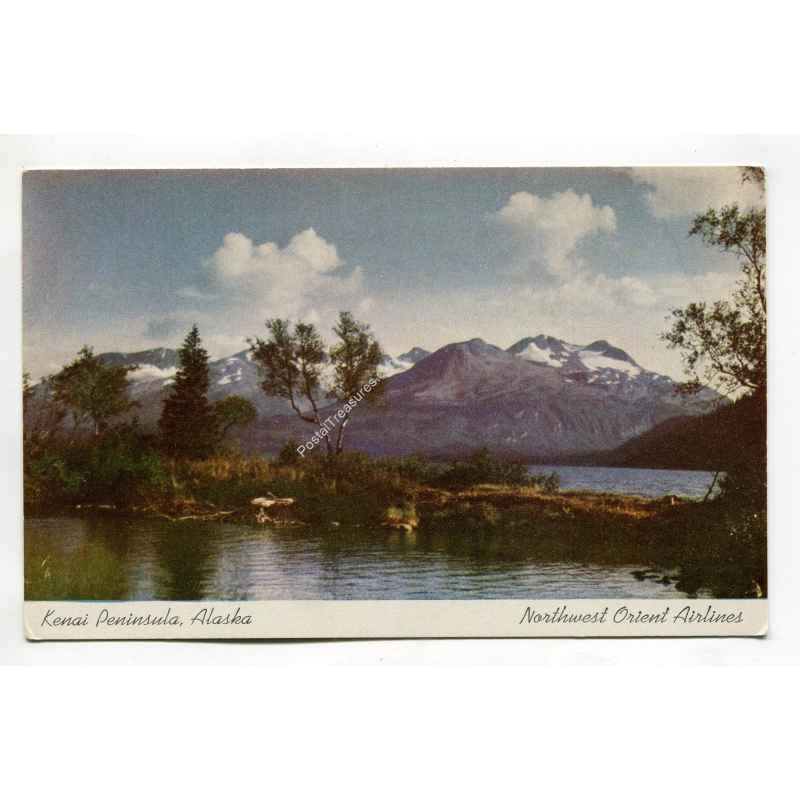 Kenai Peninsula Alaska Northwest Orient Airlines postcard