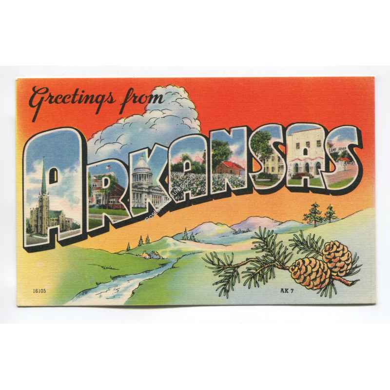 Greetings from Arkansas postcard