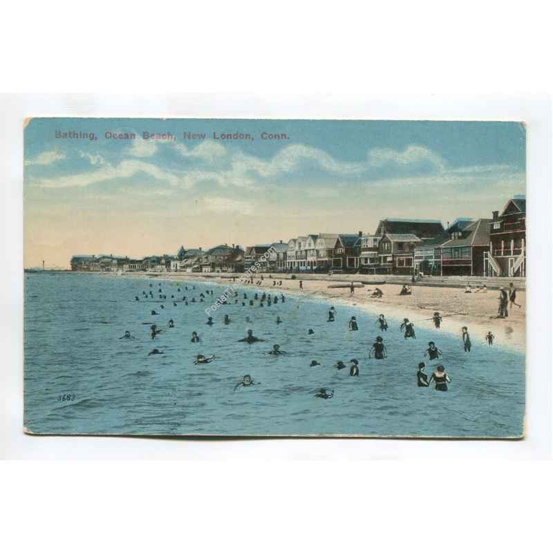 Bathing Ocean Beach New London Connecticut postcard