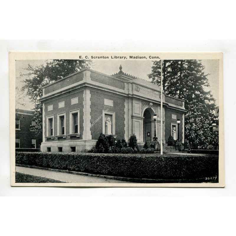 E C Scranton Library Madison Connecticut postcard