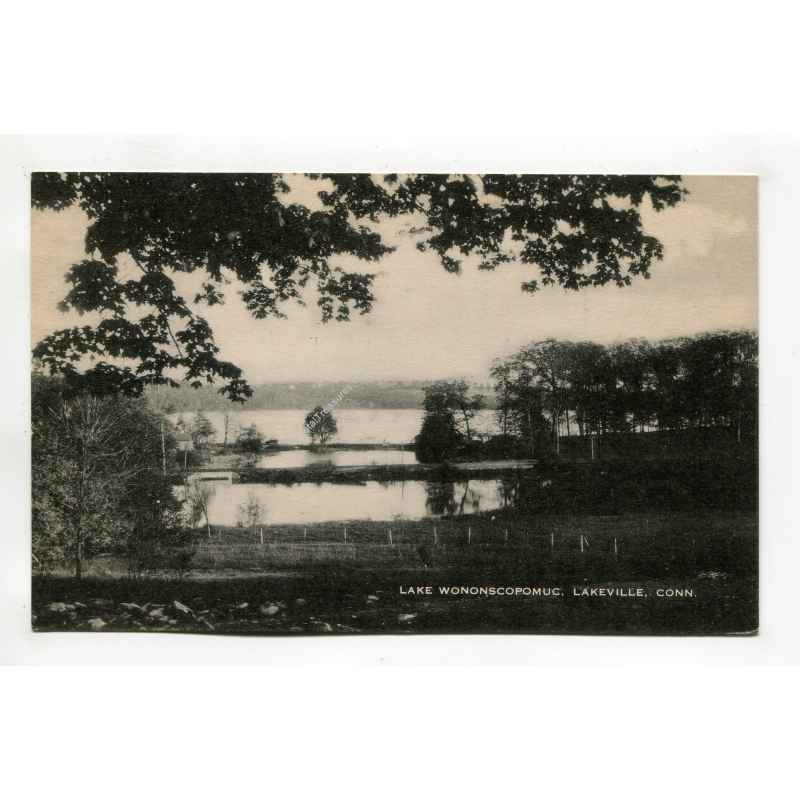 Lake Wononscopomuc Lakeville Connecticut postcard