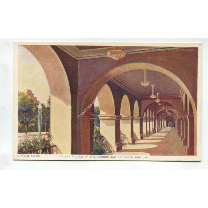 In the Arcade of the Science and Education Building postcard
