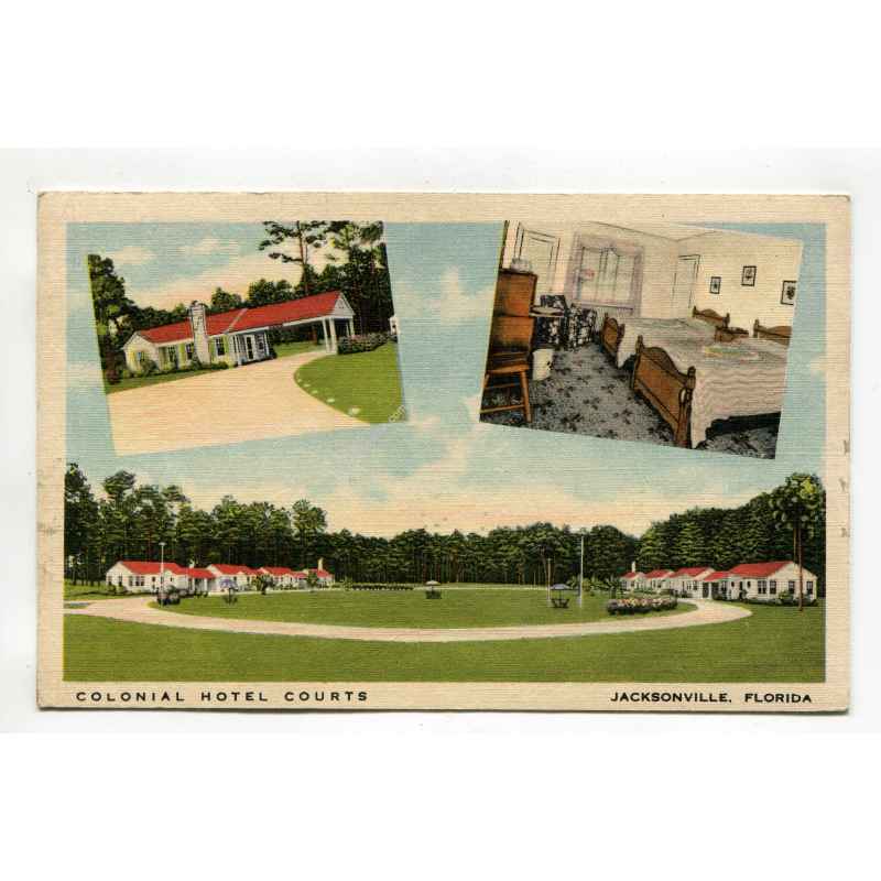 Colonial Hotel Courts Jacksonville Florida postcard
