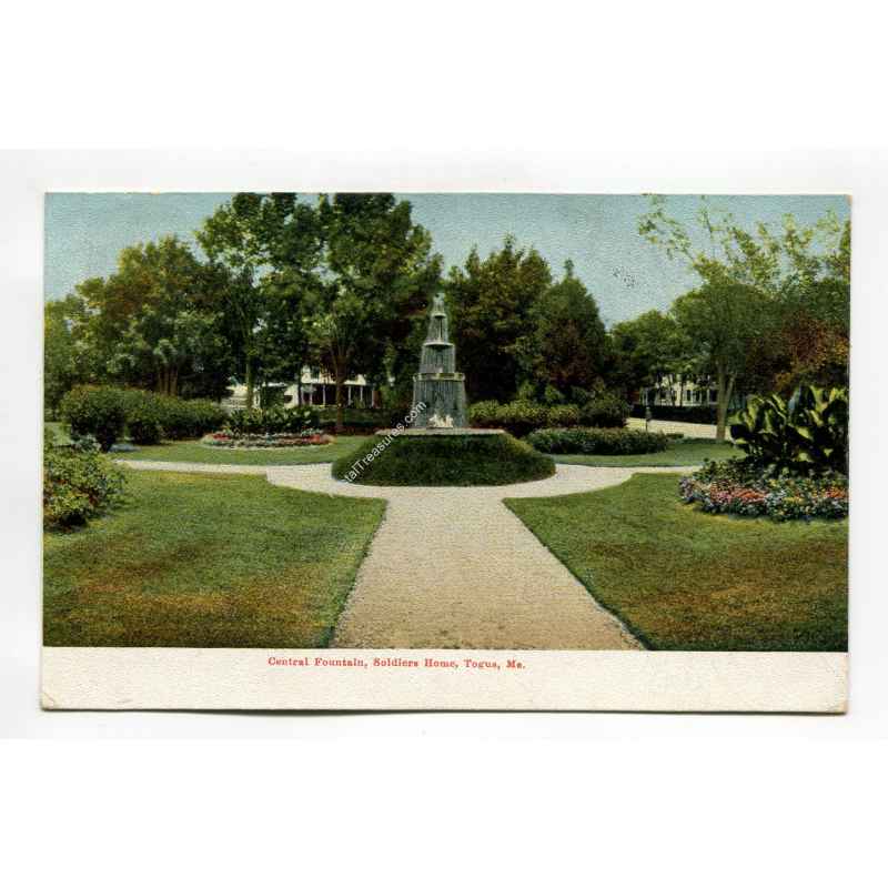 Central Fountain Soldiers Home Togus Maine postcard