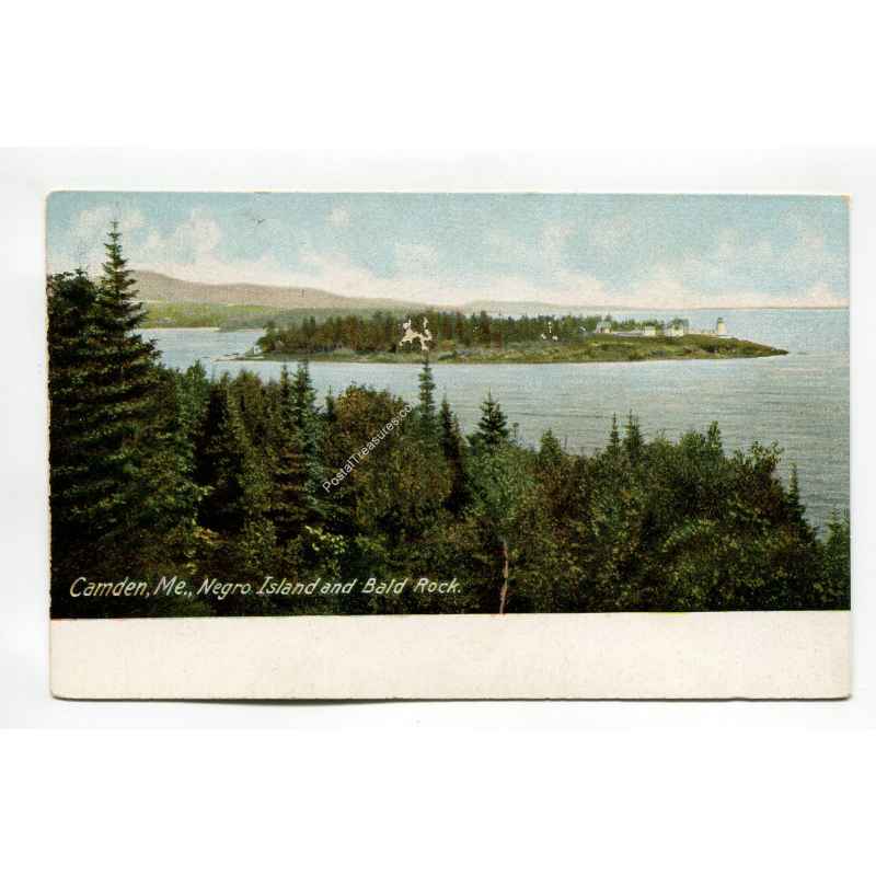 Negro Island and Bald Rock Camden Maine postcard