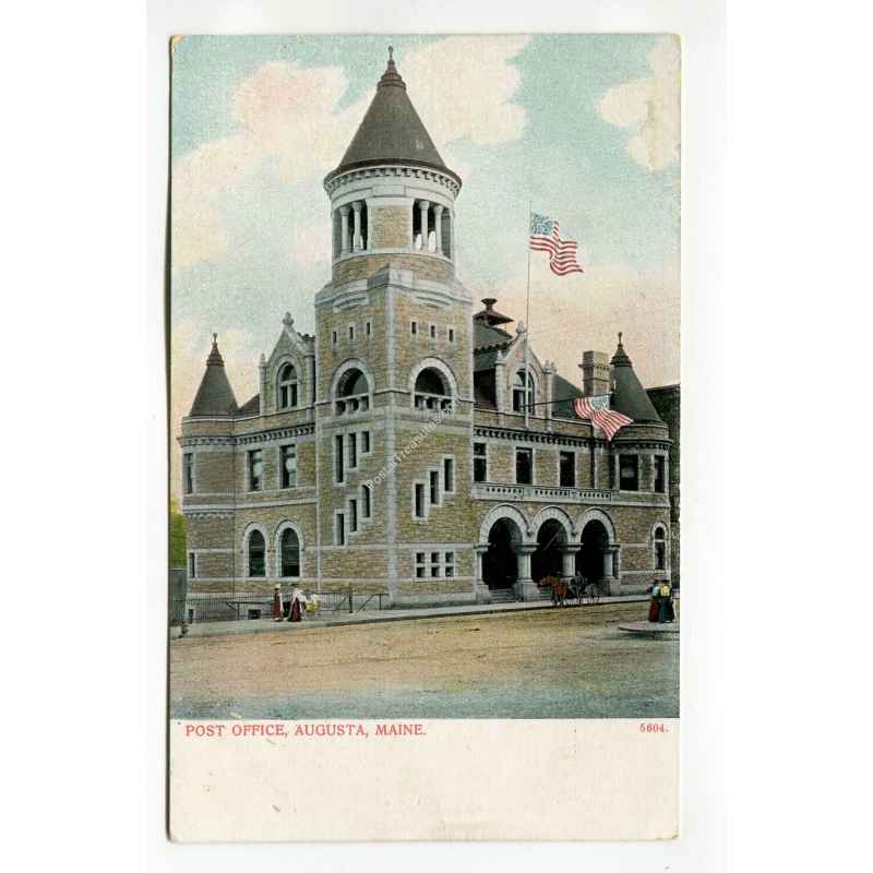 Post Office Augusta Maine postcard