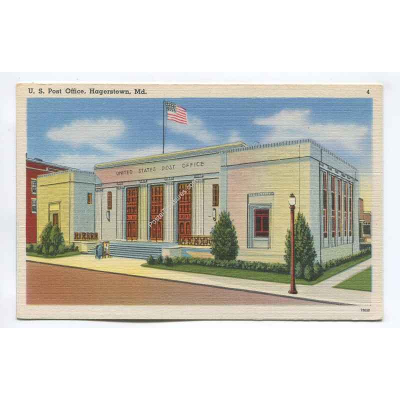 US Post Office Hagerstown Maryland vintage postcard