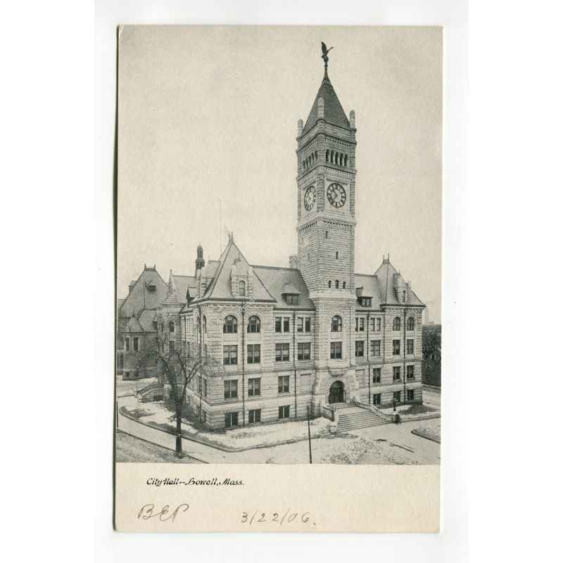 City Hall Lowell Massachusetts vintage postcard