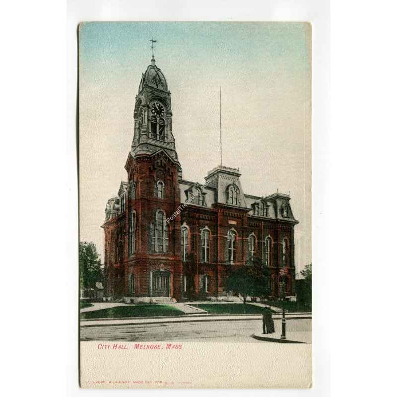 City Hall Melrose Massachusetts vintage postcard