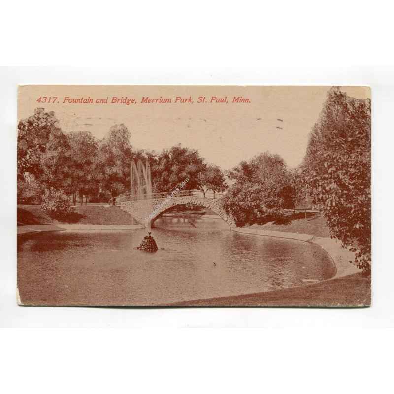 Fountain and Bridge Merriam Park St Paul Minnesota vintage