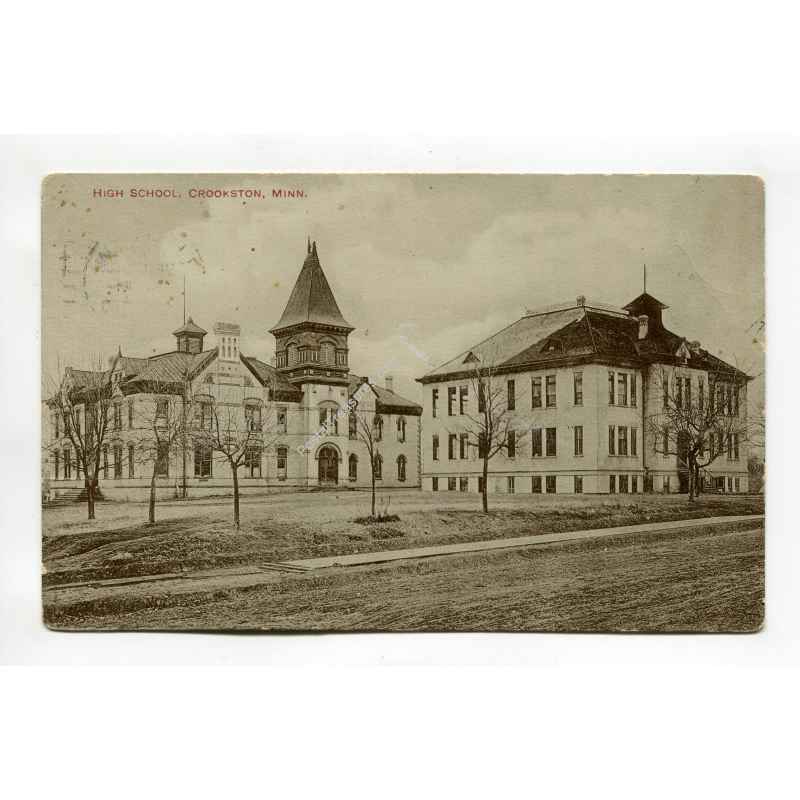High School Crookston Minnesota vintage postcard