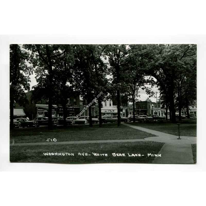 Washington Avenue White Bear Lake Minnesota vintage postcard