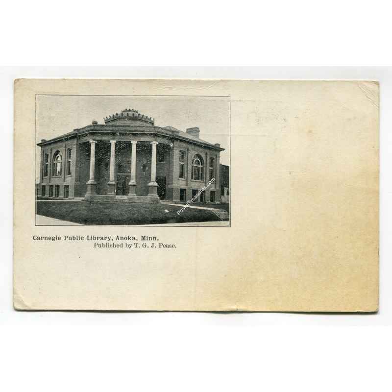 Carnegie Public Library Anoka Minnesota postcard