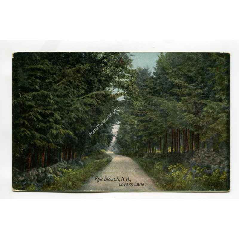 Rye Beach New Hampshire Lovers Lane vintage postcard