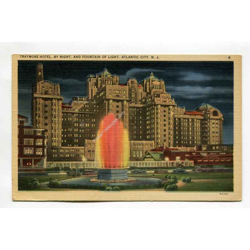 Traymore Hotel by night and Fountain of Light Atlantic City