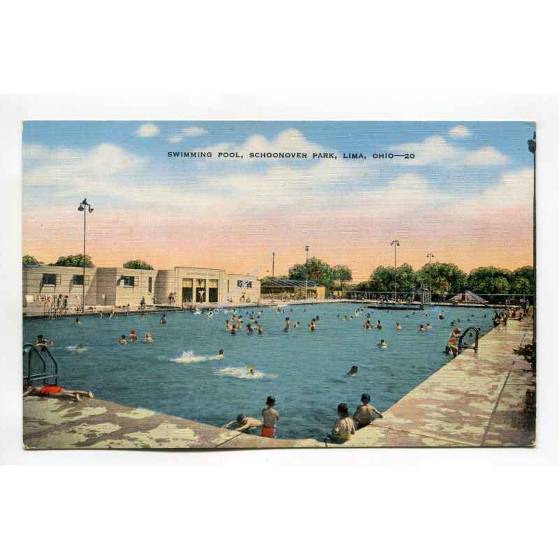 Swimming Pool Schoonover Park Lima Ohio vintage postcard