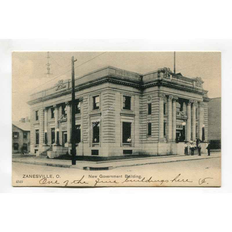 New Government Building Zanesville Ohio vintage postcard