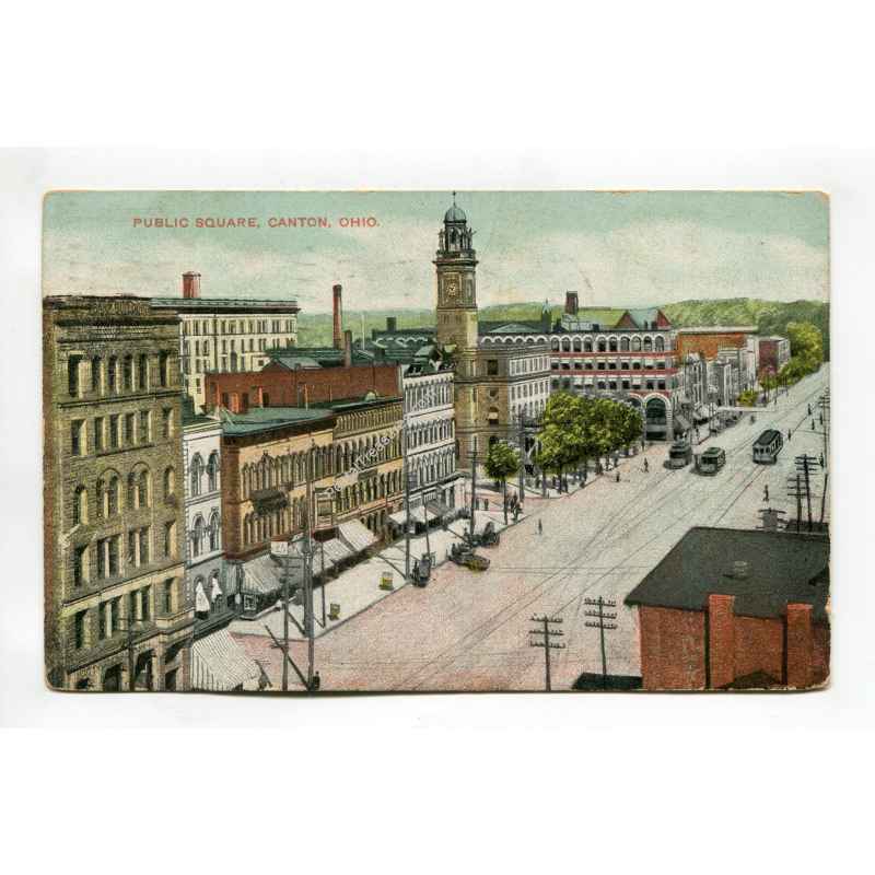Public Square Canton Ohio vintage postcard