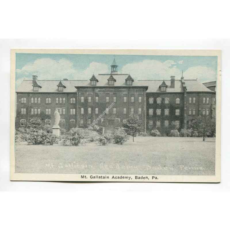 Mt Gallatain Academy Baden Pennsylvania vintage postcard