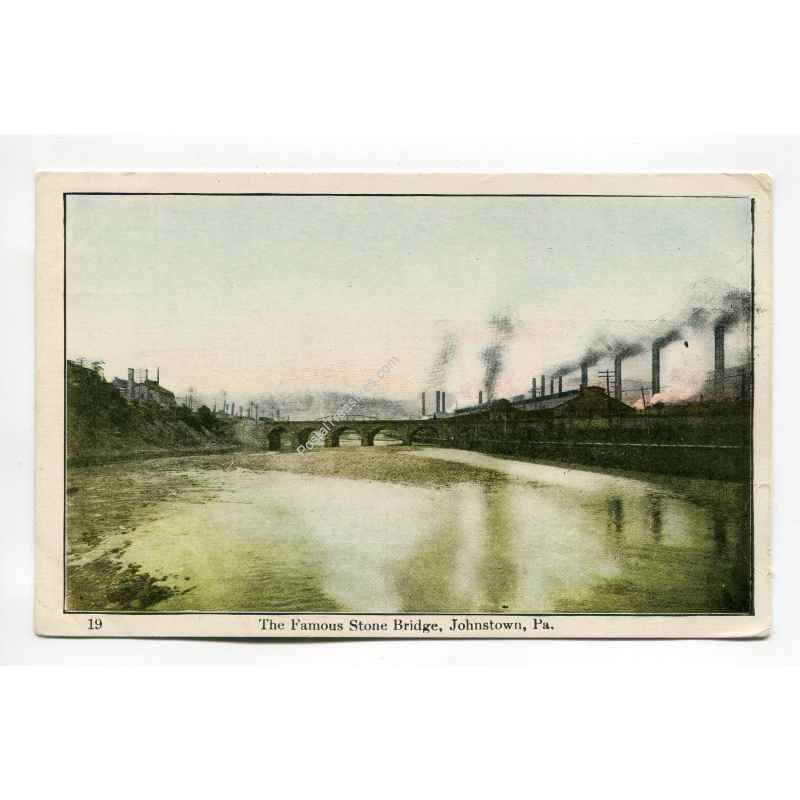 Famous Stone Bridge Johnstown Pennsylvania vintage postcard