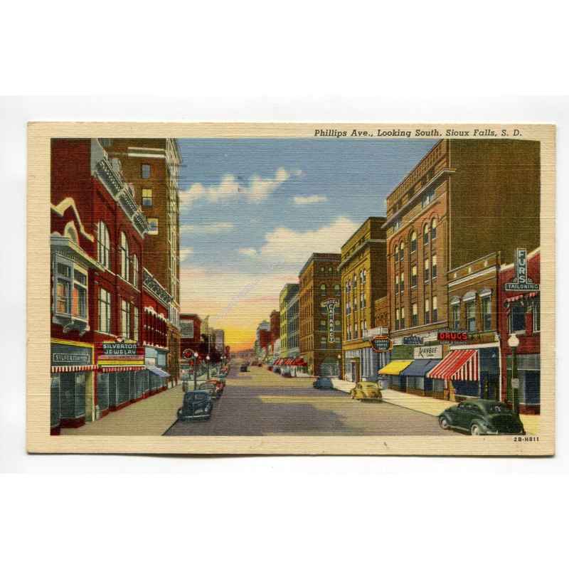 Phillips Avenue Looking South Sioux Falls South Dakota vintage
