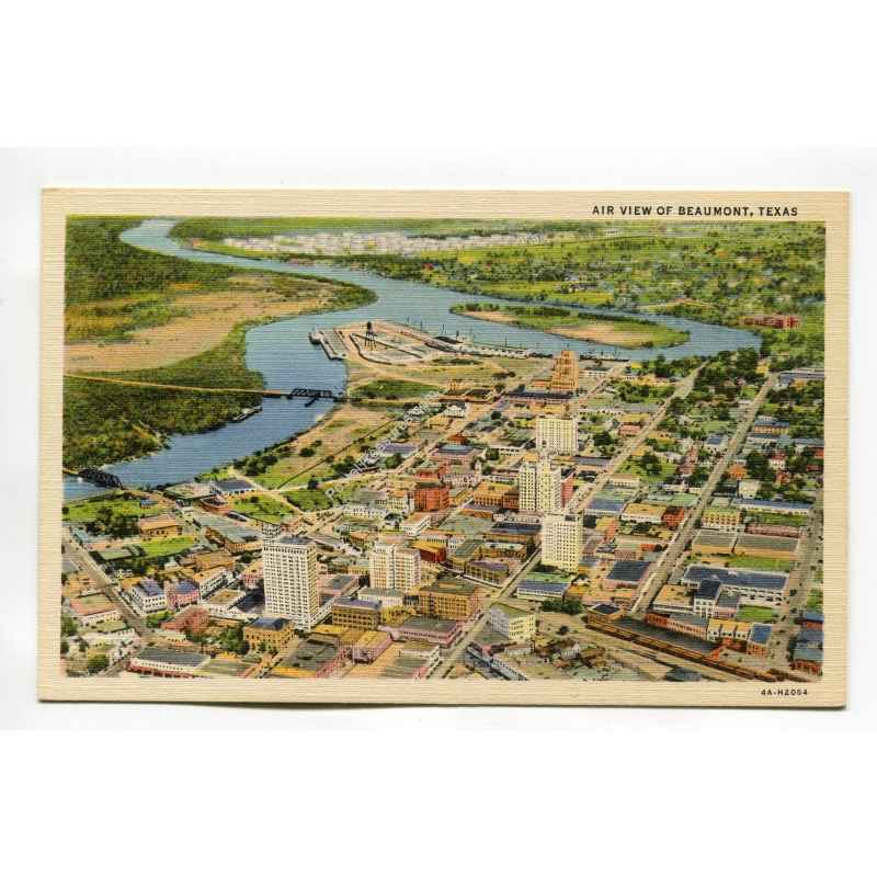 Air view of Beaumont Texas vintage postcard