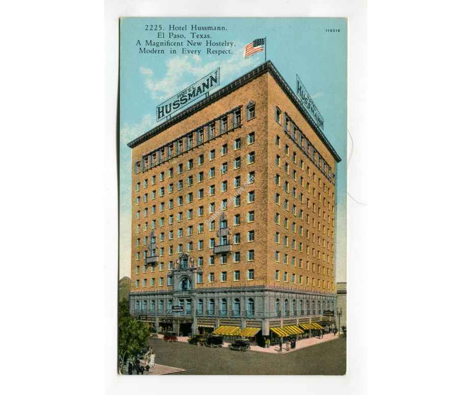 Hotel Hussman El Paso Texas vintage postcard