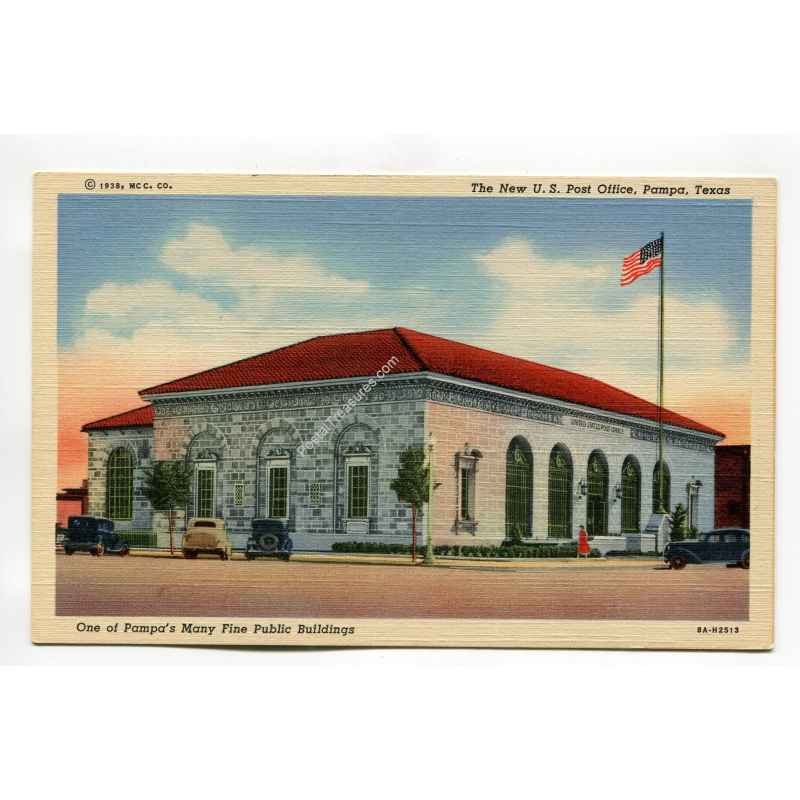 New US Post Office Pampa Texas vintage postcard