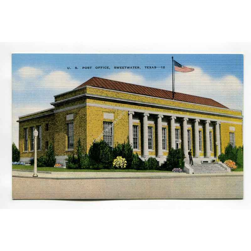 US Post Office Sweetwater Texas vintage postcard