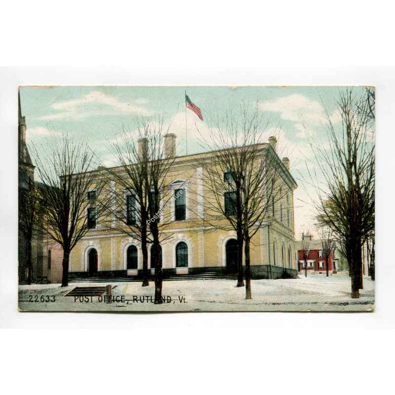 Post Office Rutland Vermont vintage postcard