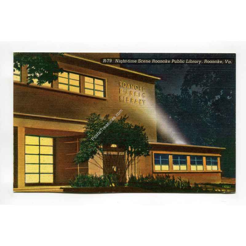 Night time scene Roanoke Public Library Roanoke Virginia